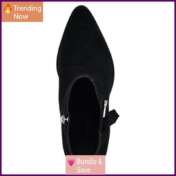 Pointy Toe Ankle Booties Block Heel Suede Dress Shoes - Picture 3 of 7